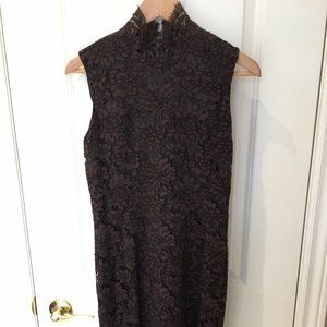 Dark chocolate floral lace sheath, US4